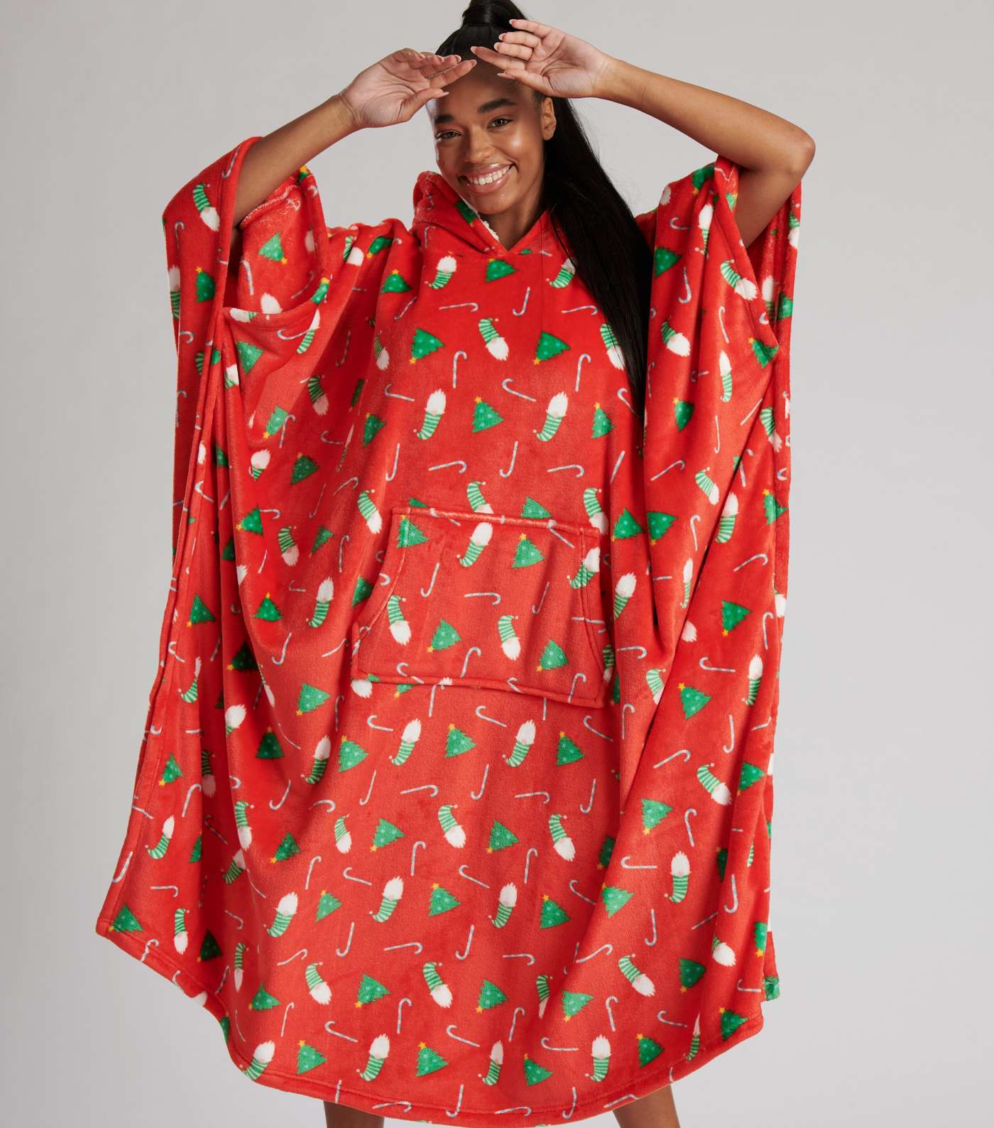 Loungeable Red Christmas Oversized Blanket Hoodie