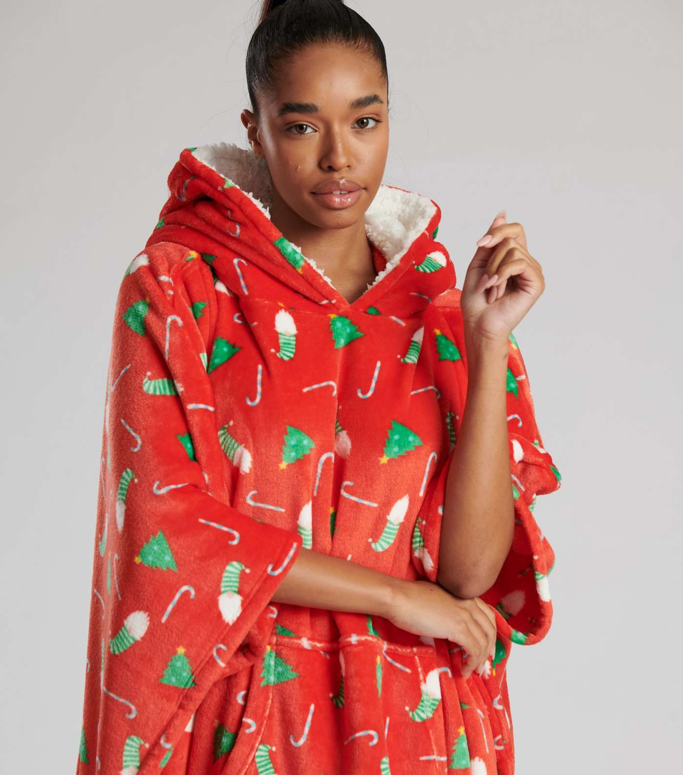 Loungeable Red Christmas Oversized Blanket Hoodie Image 3