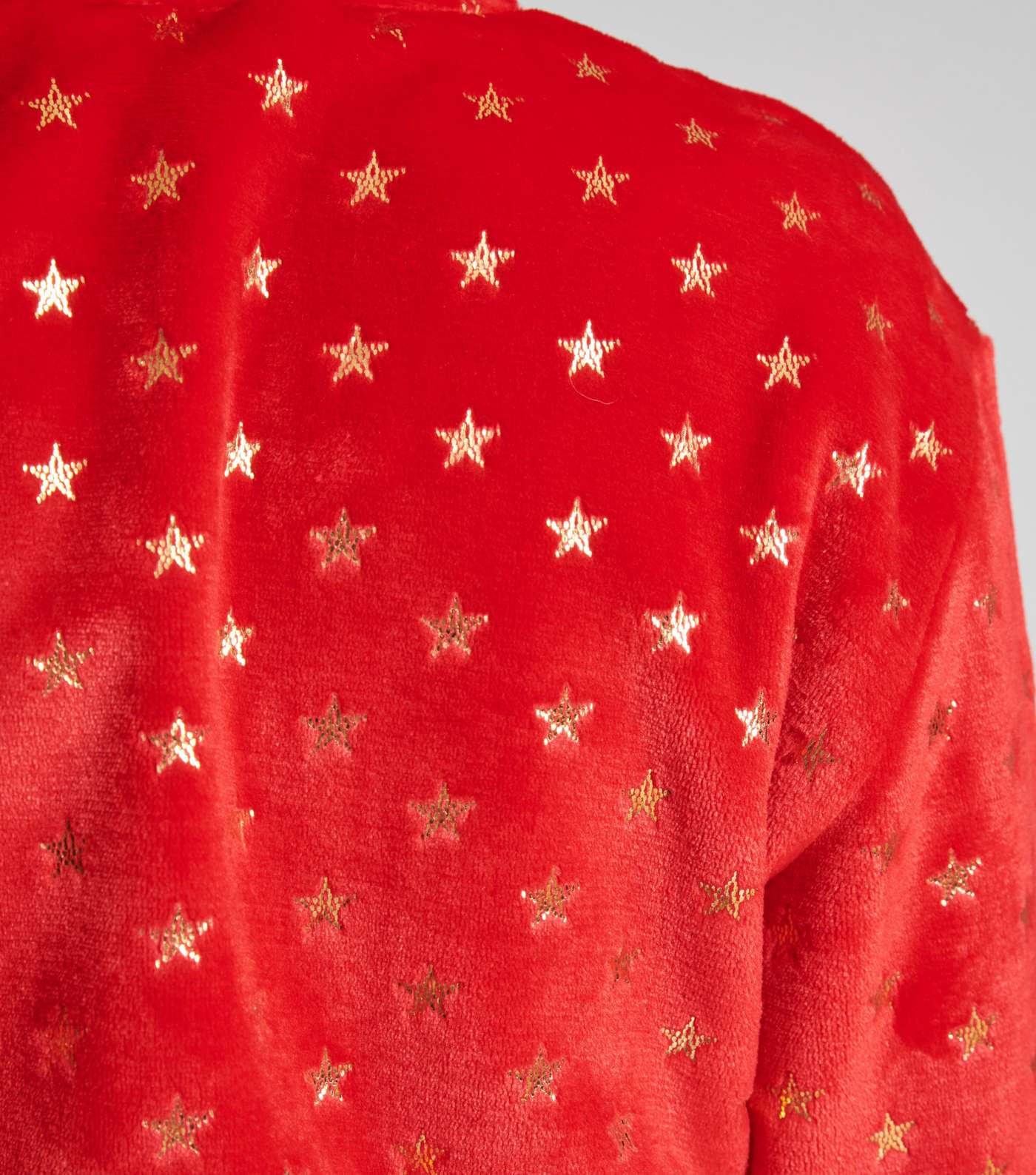 Loungeable Red Metallic Star Fleece Hooded Dressing Gown Image 3