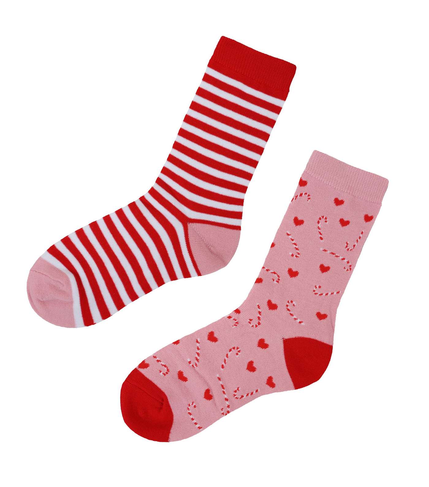 Loungeable Pink Heart Candy Cane Socks in a Sock Bag Image 3
