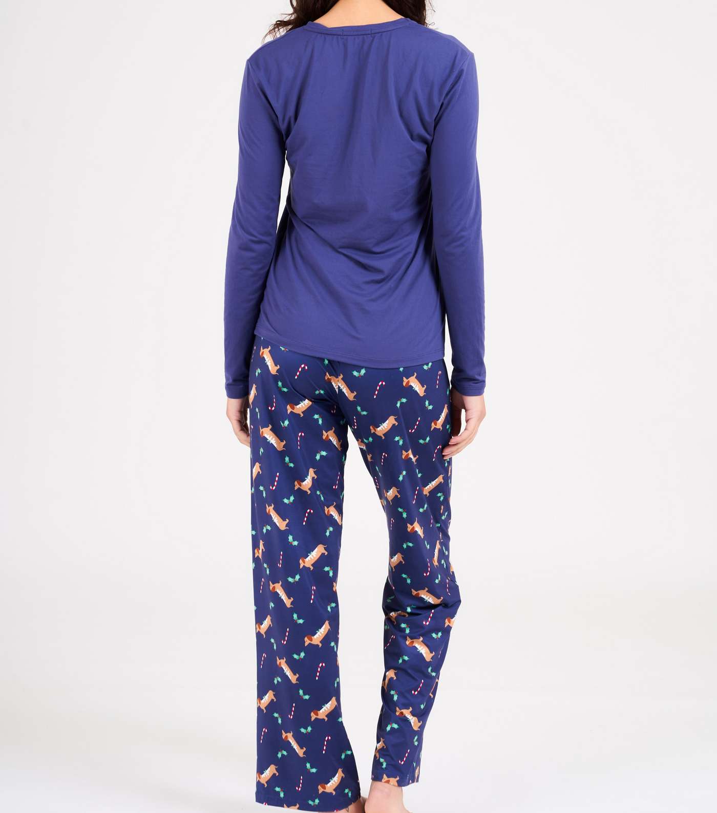 Loungeable Blue Trouser Pyjama Set with Sausage Dog Print Image 5