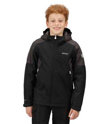 Regatta Kids Black Hooded Waterproof Insulated Jacket