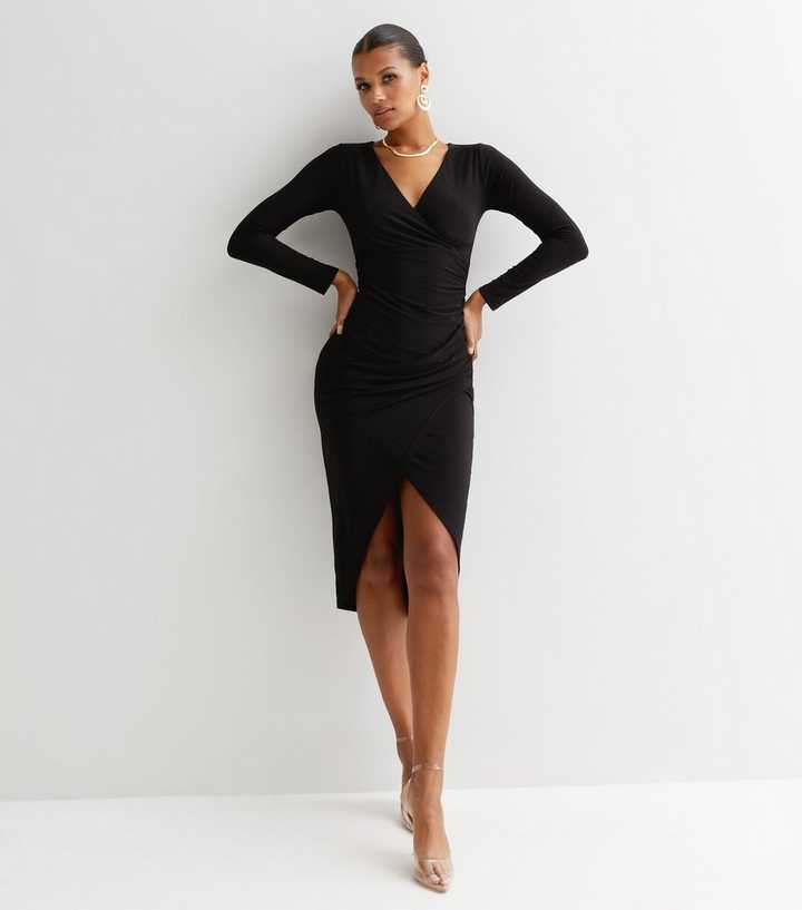 missguided black wrap dress