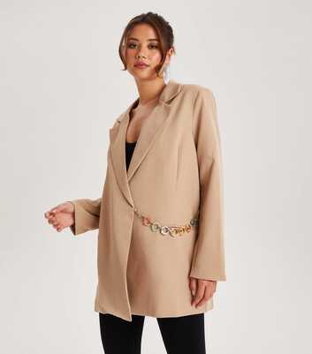 Urban Bliss Stone Revere Collar Chain Wrap Blazer
