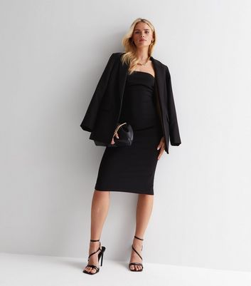 Bodycon Midi Dress Petite Petite Black Ribbed Knit Long Sleeve Bodycon Midi  Dress New Look