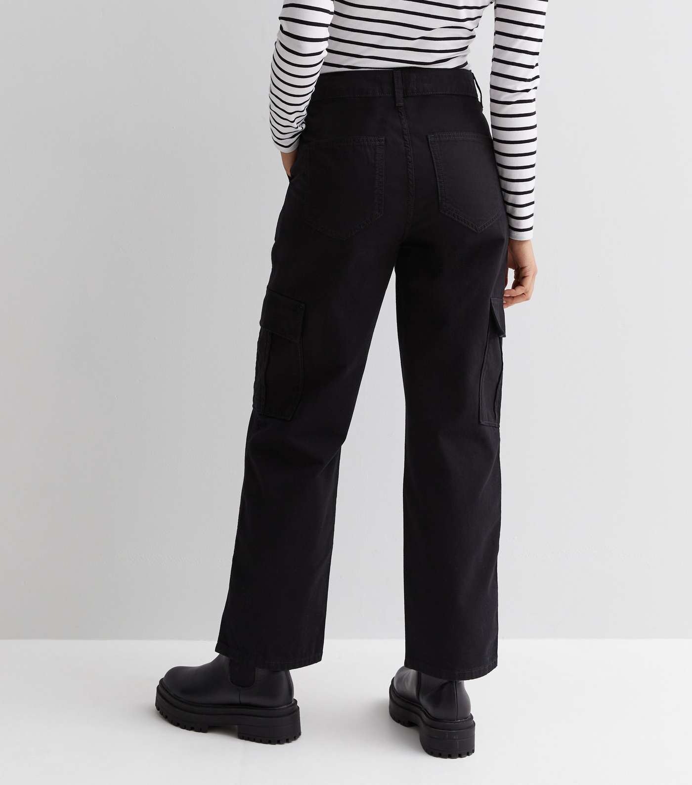 Petite Black Slim Leg Cargo Trousers Image 4