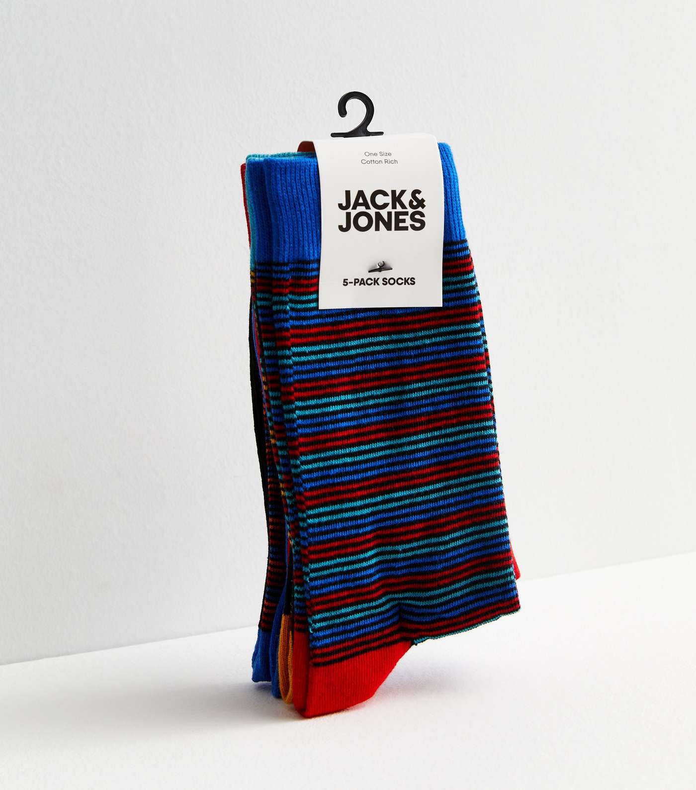 Jack & Jones 5 Pack Red and Blue Stripe Socks Image 3