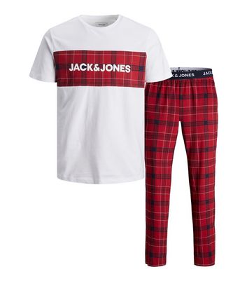 Jack Jones Red Trouser Pyjama Set with Check Print New Look