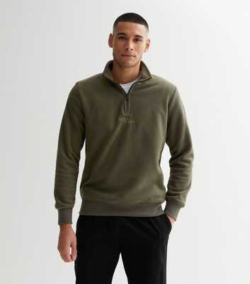 Jack & Jones Dark Green Fleece High Neck Zip Up Sweatshirt
