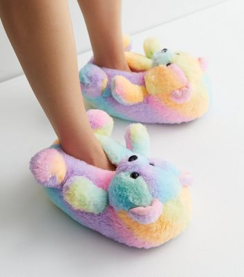 Teddy bear store faux fur slippers