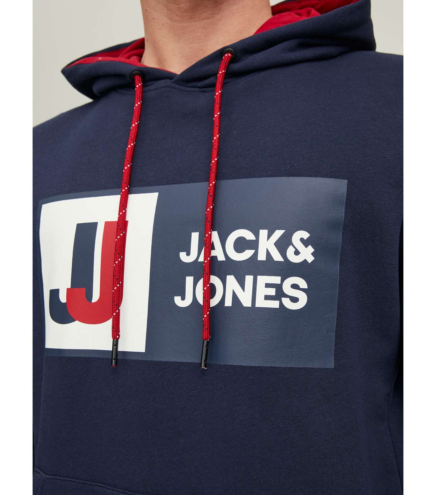 Jack & Jones Navy Pocket Front Logo Hoodie Image 4
