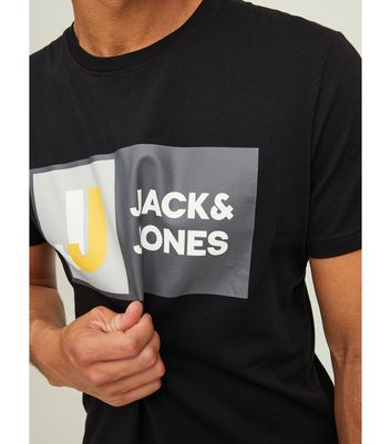 Men's Jack & Jones Black Crew Neck Logo T-Shirt New Look