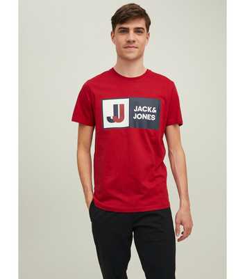 Jack & Jones Dark Red Crew Neck Logo T-Shirt