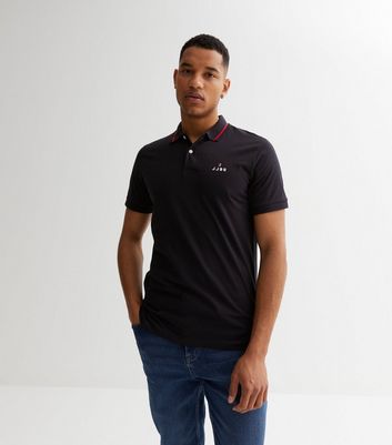 Men's Jack & Jones Navy Short Sleeve Logo Polo Shirt New Look