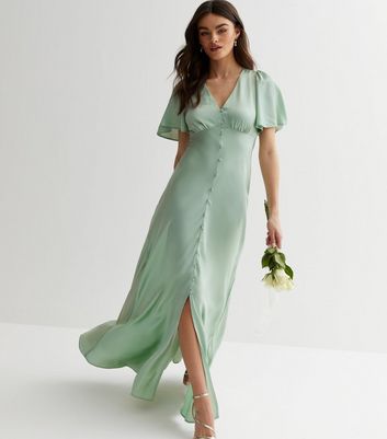 New look green satin deals dress