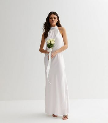 Silk Organza Satin Trim Maxi Dress - Off White