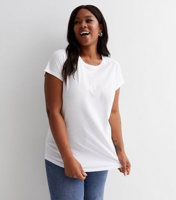 Curves White Crew Neck Oversized T-Shirt | New Look