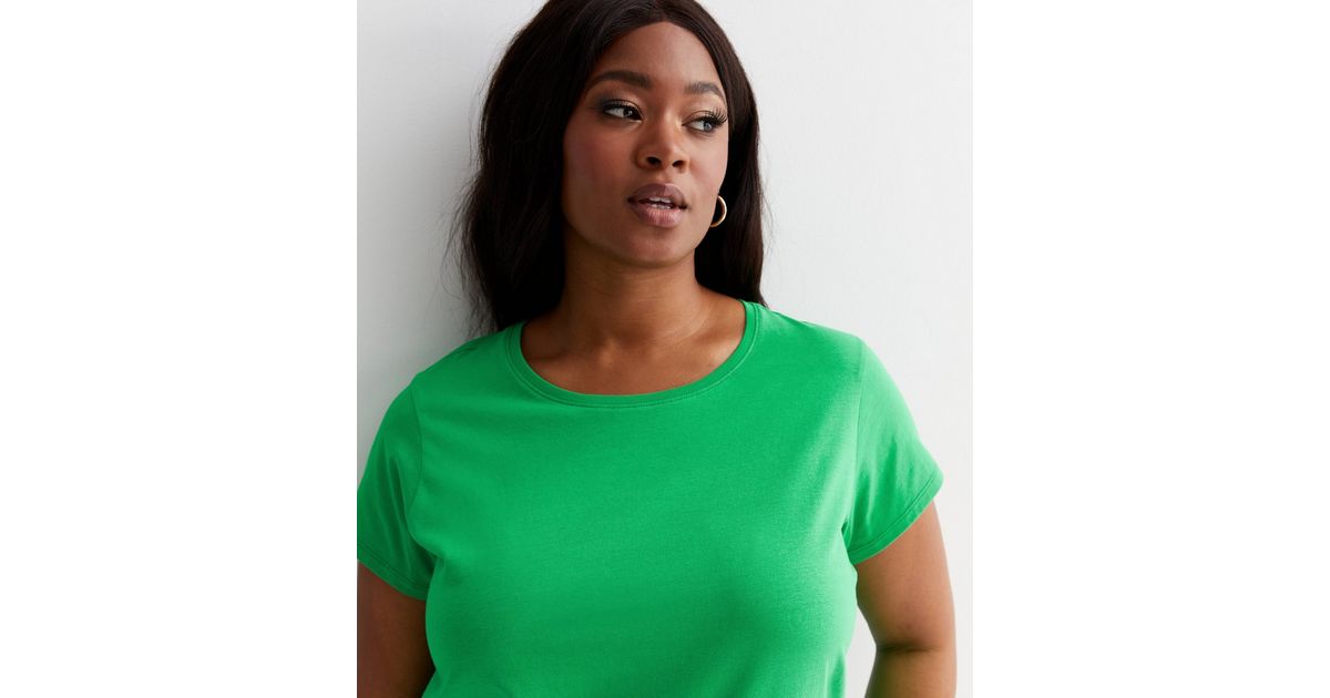Curves Green Crew Neck Oversized TShirt New Look