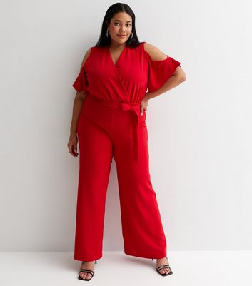 red crepe jumpsuit