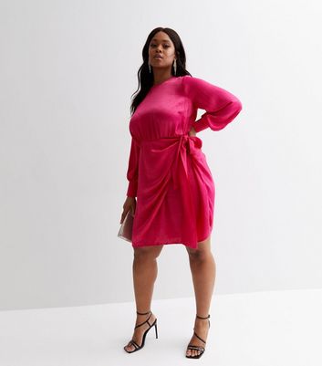 Hot pink silk mini on sale dress