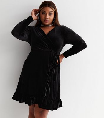 Black v neck wrap dress online