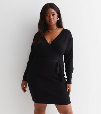 V neck black on sale dress plus size