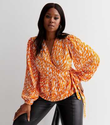 Vero Moda Curves Orange Mark Making Long Sleeve Wrap Top
