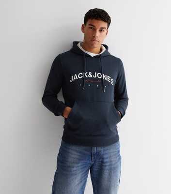 Jack & Jones Navy Pocket Front Logo Hoodie