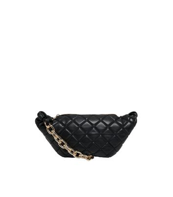 ONLY Black Quilted Chain Cross Body Bag New Look