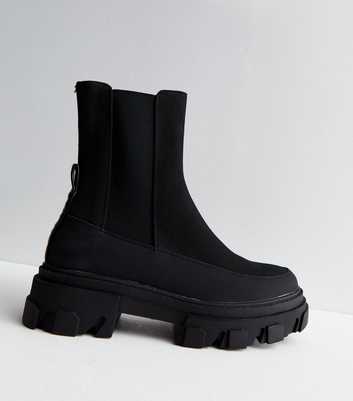 ONLY Black Suedette Chunky Cleated Chelsea Boots