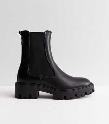 ONLY Black Leather-Look Chunky Biker Boots