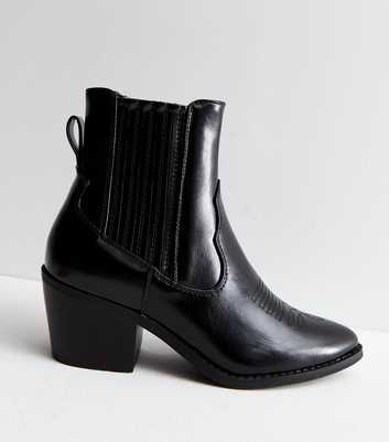 ONLY Black Leather-Look Pointed Western Boots