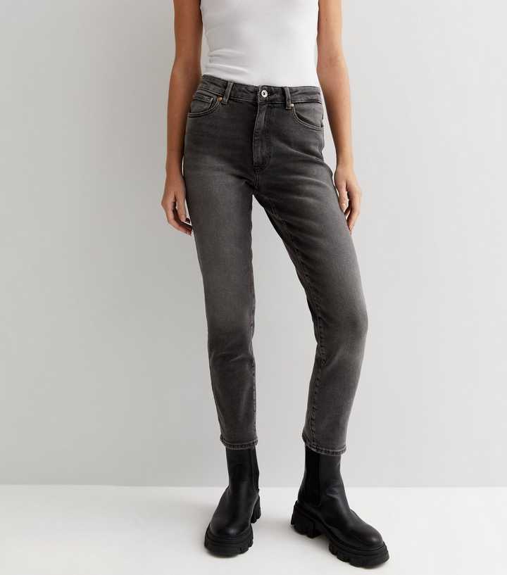 ONLY Dark Grey Stretch High Waist Straight Leg Jeans