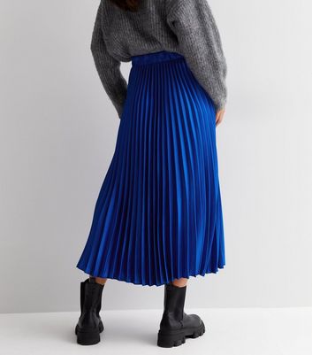 Blue pleated skirt new look sale