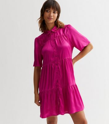 new look pink satin shirt