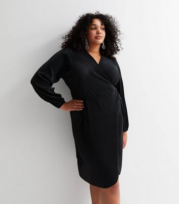 Black wrap around dress best sale plus size