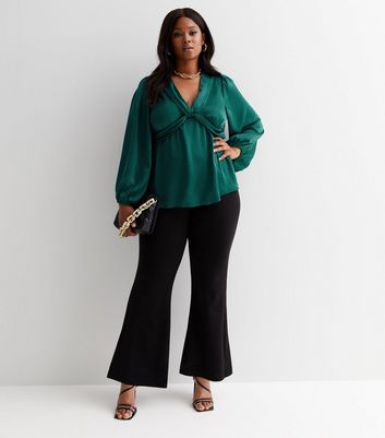 Dark green satin sales top