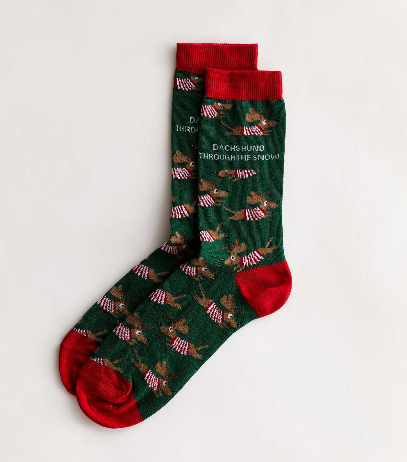 Green Dachshund Christmas Socks