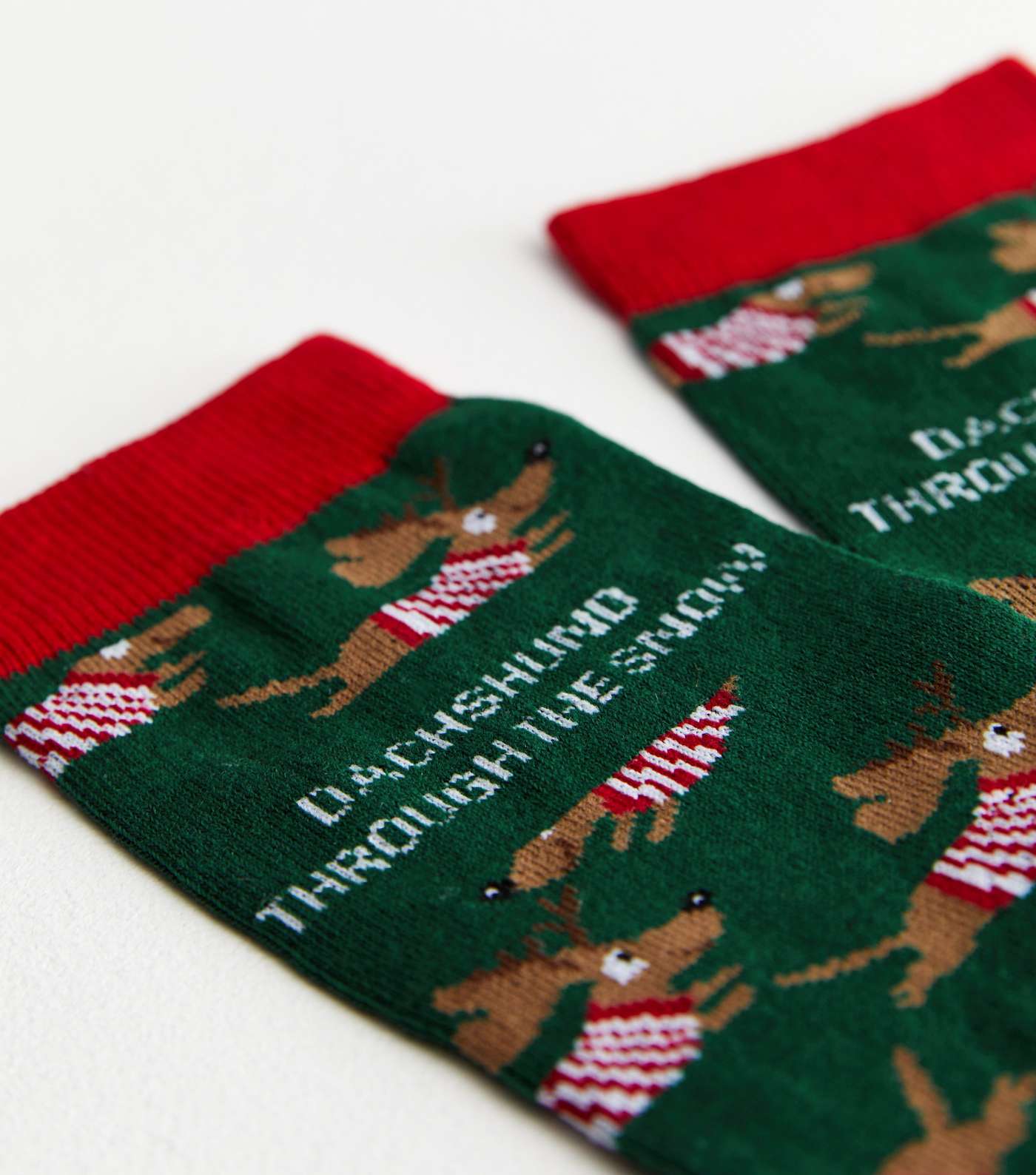 Green Dachshund Christmas Socks Image 3