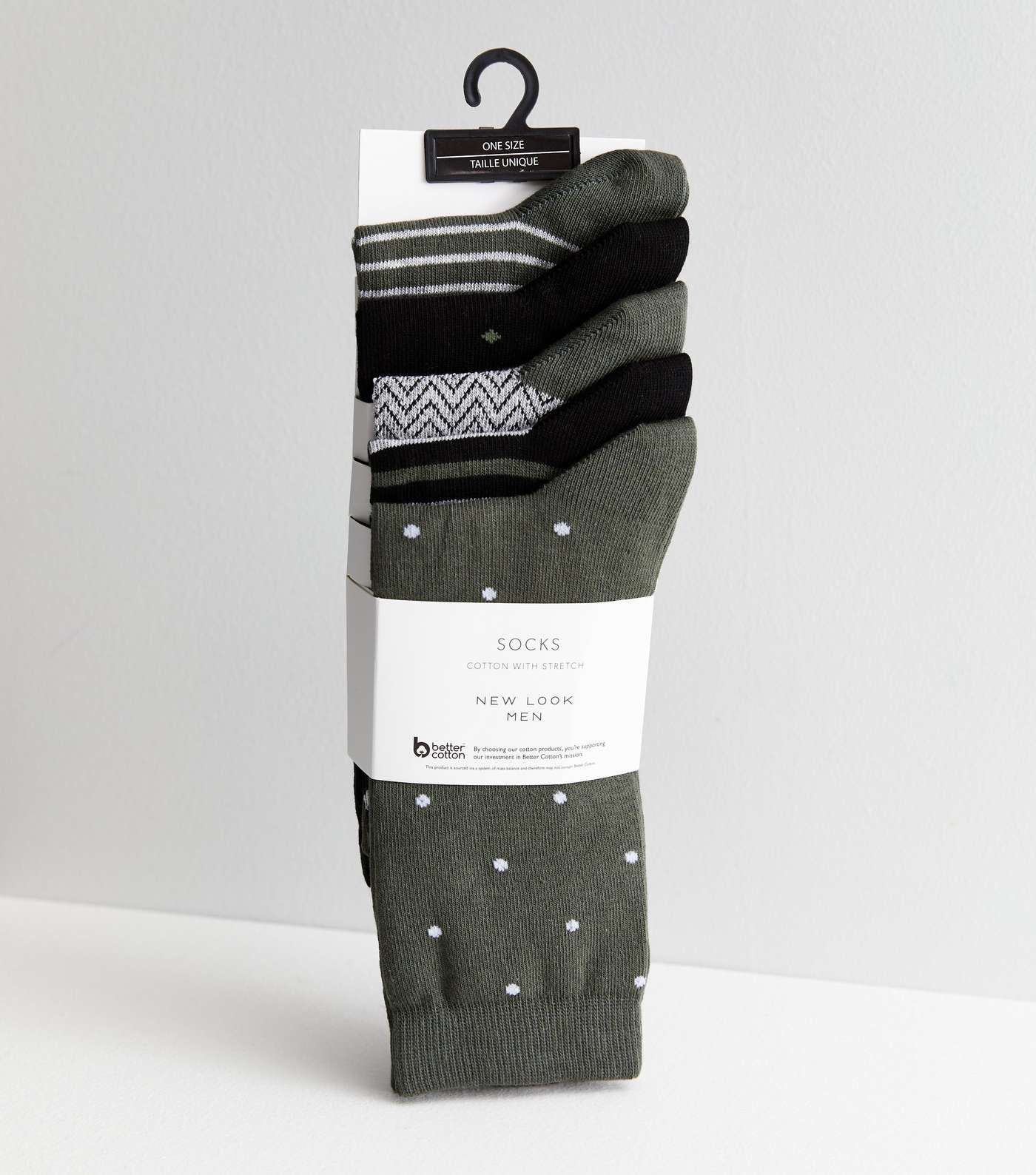 5 Pack Grey Black and Khaki Mixed Pattern Socks Image 2