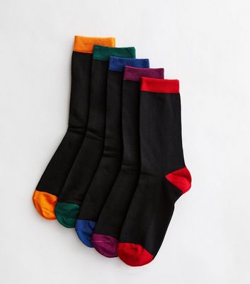 Men's 5 Pack Multicoloured Colour Block Stretch Socks New Look