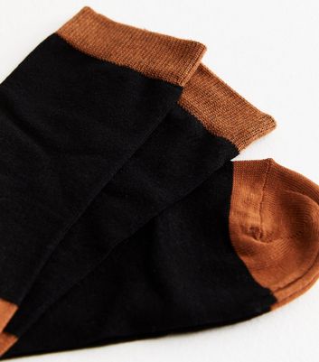 Men's Mustard Colour Block Socks New Look