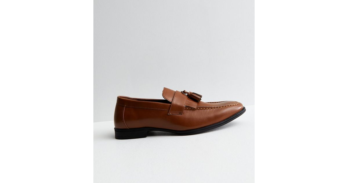 Rust Leather Look Tassel Trim Loafers New Look