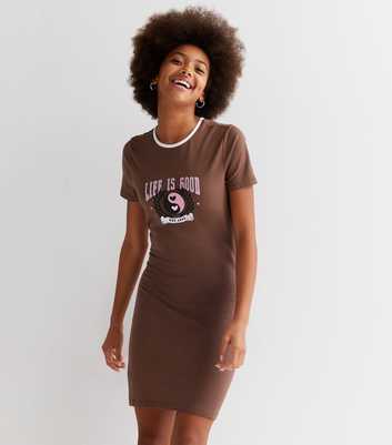 Girls Dark Brown Life is Good Logo Ringer Dress