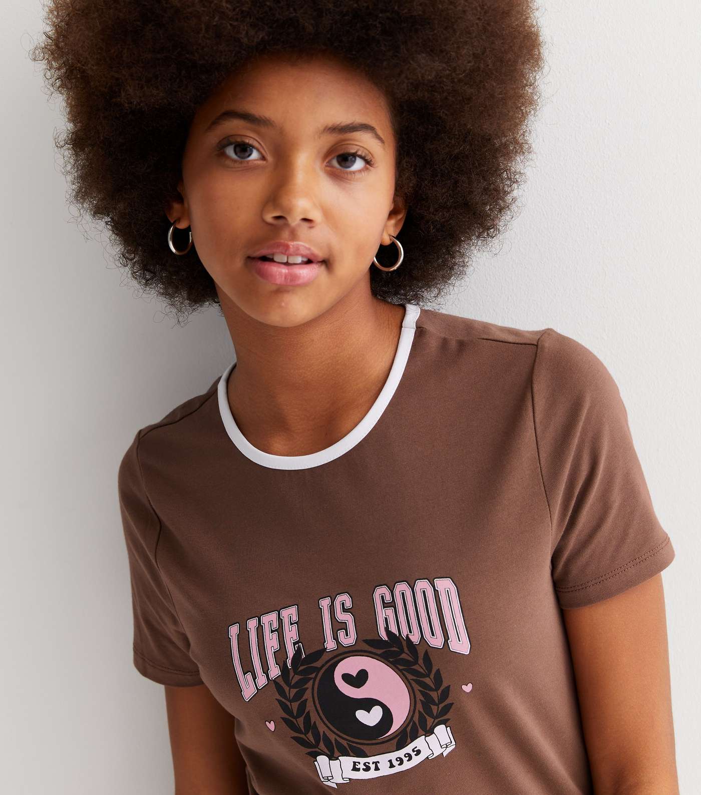 Girls Dark Brown Life is Good Logo Ringer Dress Image 3