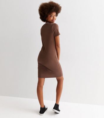 Girls Dark Brown Life is Good Logo Ringer Dress