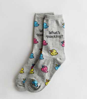 Grey Whats Quacking Duck Socks
