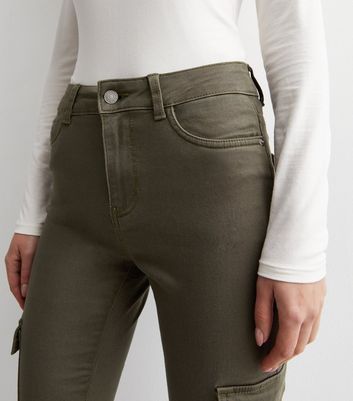 HANWOMEN Womens Slim Fit Cargo Pants Ladies Casual Plain Skinny Trousers  Green 2XL - Walmart.com