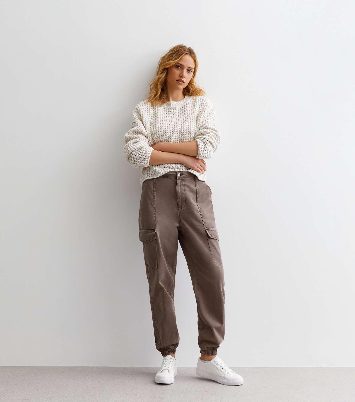 Mink Cotton Cuffed Cargo Trousers Image 2