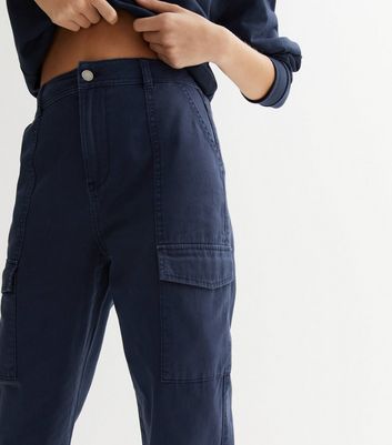 Petite Navy Pocket Detail Cargo Trousers  PrettyLittleThing IE